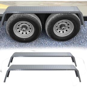 Garvee Dual Tandem Axle Trailer Fenders, Heavy Duty Plate Steel Fenders for 13"-15" Wheels- 2Pcs,Black