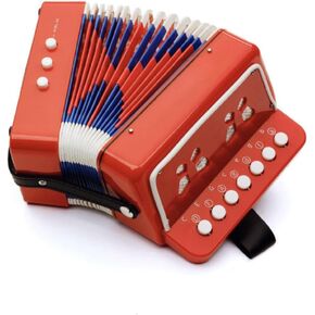 Accordion - Kids Accordion with 10 Keys for Beginners - Accordion Instrument with Song Sheet Included - Kids Musical Instruments by Hey Play (Red)