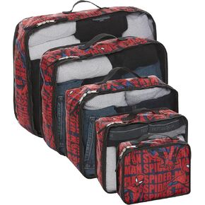 Marvel Spiderman 5-Piece Packing Cube Set - Spiderman, Ironman, Captain America - 5 Piece Packing Cube Travel Essential - Luggage Organizer Set - For Kids,Teens, Adults