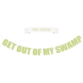 Party Decorations Get out of my Swamp Bunting Banner Green Glitter Birthday Party Decorations Funny Housewarming Party Decor housewarming party decorations