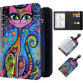 Exquisite Passport Holder for Travel Accessory, Leather Passport Cover with Space for Documents and Family Photos, Travel Passport Wallet for Women and Men Pattern Design(Hummingbird)