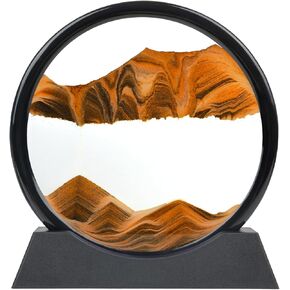 MXYATCJ | Moving Sand Art Picture - 3D Quicksand Painting Decor - Round Glass 3D Deep Sea Sandscape - Sensory Relaxing Desktop Decor - Flowing Sand Relaxing Toys (7'' Blue)