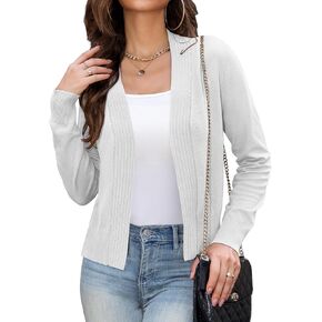 Othyroce Women's Cropped Cardigan Sweater Open Front Long Sleeve Elegant Shrug Sweaters