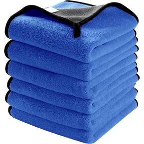 Microfiber Towels car wash Towel,Thickened and Highly Absorbent Double-Sided Drying Towel, Reusable Scratch Free Cleaning Cloth for car, Fishing Gear, Household. 25.2x16.5inch (Blue-Gray)