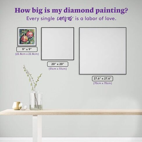 DIAMOND ART CLUB Christmas Ornaments Diamond Painting Kit, Fun DIY Crafts for Adults, Round Diamond Art Canvas for Beginners, 9" x 9" (22.8cm x 22.8cm) in Kuwait