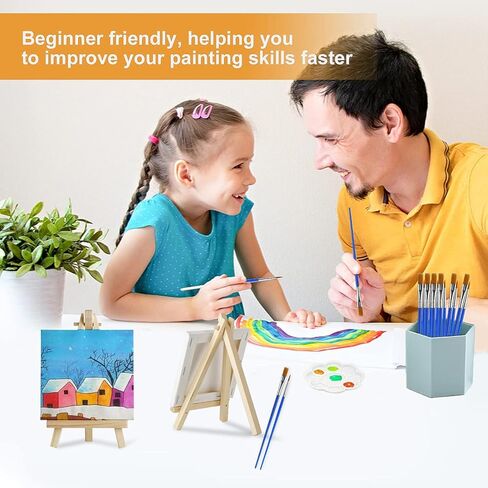 40 Pack Mini Canvas and Easel Set, 4 x 4 inch Mini Canvases for Painting with Mini Easels, Art Paint Party Supplies Canvas Painting Kit Small Canvases and Wooden Easels Stand for Kids Painting in Saudi Arabia