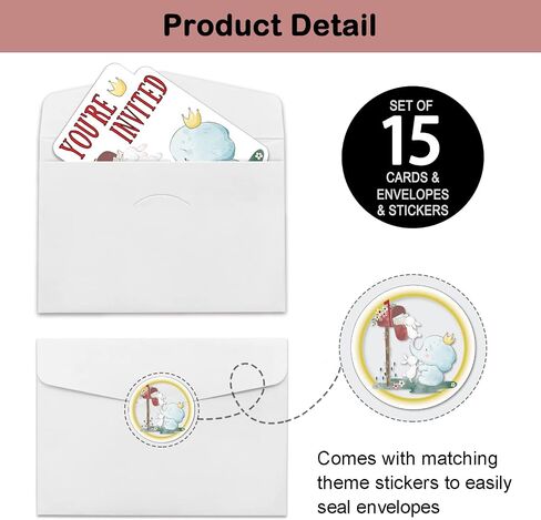 REWIDPARTY Cute Elephant Party Invitations with Envelopes & Stickers（Set of 15） Elephant & Mailbox Shaped Fill-in Invitations Kids Party Invites Cards Party Supplies Favors for Birthday Baby Shower in Kuwait