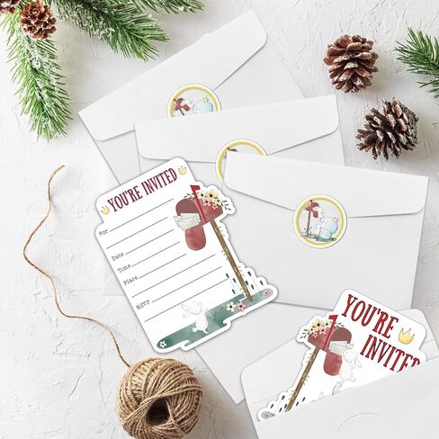 REWIDPARTY Cute Elephant Party Invitations with Envelopes & Stickers（Set of 15） Elephant & Mailbox Shaped Fill-in Invitations Kids Party Invites Cards Party Supplies Favors for Birthday Baby Shower in Kuwait