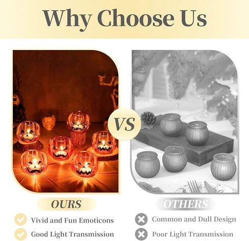 حامل شموع نذري للهالوين من Hewory: مجموعة من 6 زخارف على شكل يقطين الهالوين زجاج حامل شموع مع كشر، ديكور يقطين زجاجي مضحك لديكورات الهالوين ونافذة طاولة حفلة عيد الميلاد in Kuwait