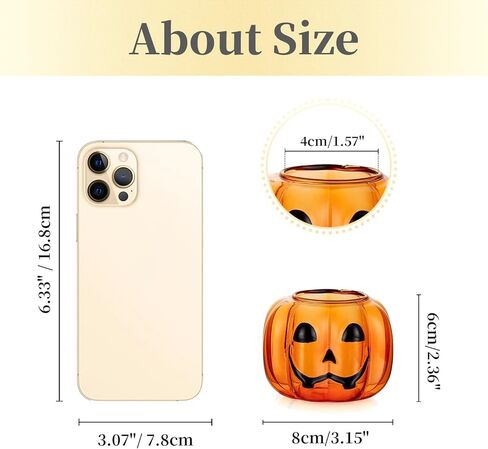 حامل شموع نذري للهالوين من Hewory: مجموعة من 6 زخارف على شكل يقطين الهالوين زجاج حامل شموع مع كشر، ديكور يقطين زجاجي مضحك لديكورات الهالوين ونافذة طاولة حفلة عيد الميلاد in Kuwait