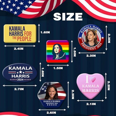Kamala Harris 2024 for President Pins Button Harris Presidential Election Button Set of 6 Harris 2024 Campaign Button Pins For Men Women Harris Merchandise in Kuwait