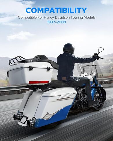 حامل صندوق السيارة الأسود القابل للفصل 97-08 من Benlari، حامل صندوق السيارة، حامل قوي متوافق مع Harley Davidson Touring Electra Glide Road King Road Glide Ultra Classic Chopped 1997-2008 in Saudi Arabia
