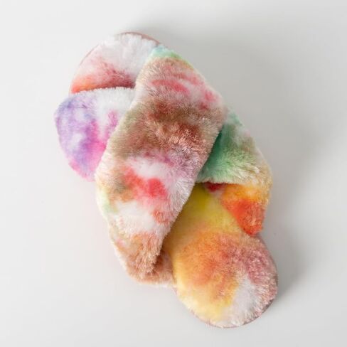 Girls Fluffy Soft Plush Cross Band Slippers Kids Open Toe Memory Foam House Shoes in Saudi Arabia