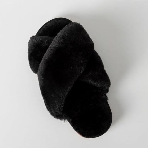 Girls Fluffy Soft Plush Cross Band Slippers Kids Open Toe Memory Foam House Shoes in Kuwait