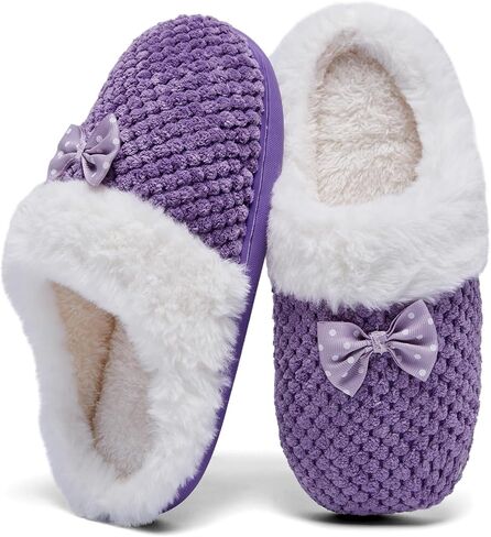 Kids Toddler Girls Slippers Memory Foam Comfort Wool-Like Plush Fleece Lined Winter House Shoes for Indoor in Saudi Arabia