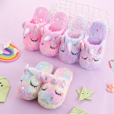 WAFUNNE Kids Unicorn Slippers for Boys Girls Fluffy House Slippers Indoor in Saudi Arabia