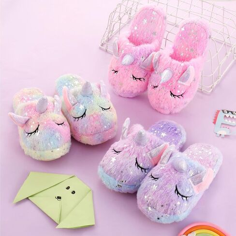WAFUNNE Kids Unicorn Slippers for Boys Girls Fluffy House Slippers Indoor in Saudi Arabia