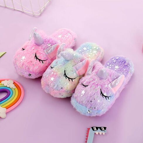 WAFUNNE Kids Unicorn Slippers for Boys Girls Fluffy House Slippers Indoor in Saudi Arabia
