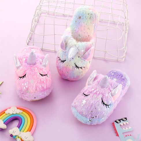 WAFUNNE Kids Unicorn Slippers for Boys Girls Fluffy House Slippers Indoor in Saudi Arabia