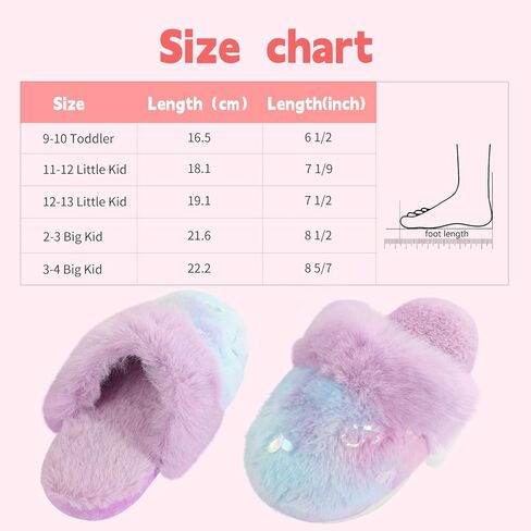 Girls Fluffy Slippers Soft Plush Slip-on House Slippers with Memory Foam Cute Faux Fur Fuzzy House Shoes for Indoor in Kuwait