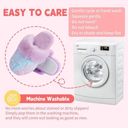 Girls Fluffy Slippers Soft Plush Slip-on House Slippers with Memory Foam Cute Faux Fur Fuzzy House Shoes for Indoor in Kuwait