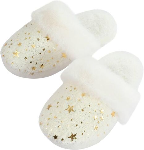 Girls Fluffy Slippers Soft Plush Slip-on House Slippers with Memory Foam Cute Faux Fur Fuzzy House Shoes for Indoor in Saudi Arabia