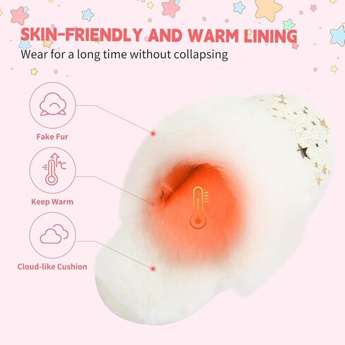 Girls Fluffy Slippers Soft Plush Slip-on House Slippers with Memory Foam Cute Faux Fur Fuzzy House Shoes for Indoor in Saudi Arabia