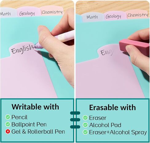 Sooez 8-Tab Durable Plastic Write & Erase Big Tab Dividers for 3 Ring Binder, Aesthetic Cute Pastel Binder Dividers for Student, Teacher, Office, Home Organizers, 1 Set, Pastel in Saudi Arabia