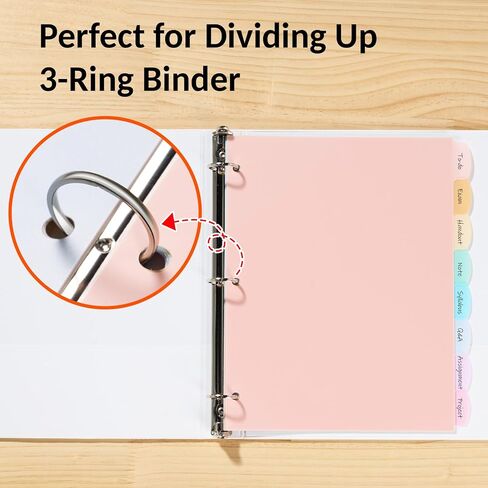 Sooez 8-Tab Durable Plastic Write & Erase Big Tab Dividers for 3 Ring Binder, Aesthetic Cute Pastel Binder Dividers for Student, Teacher, Office, Home Organizers, 1 Set, Pastel in Saudi Arabia