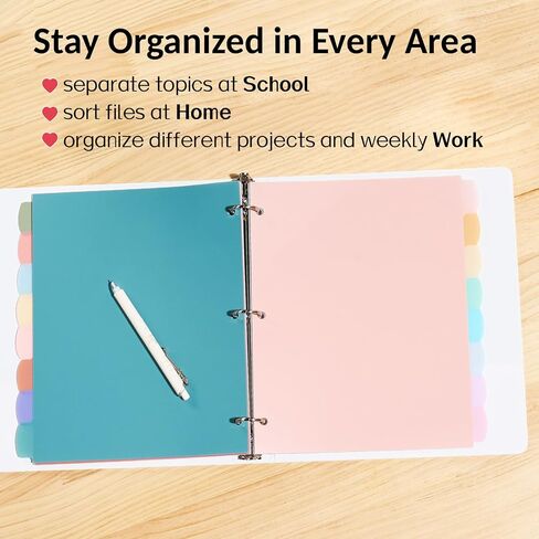 Sooez 8-Tab Durable Plastic Write & Erase Big Tab Dividers for 3 Ring Binder, Aesthetic Cute Pastel Binder Dividers for Student, Teacher, Office, Home Organizers, 1 Set, Pastel in Saudi Arabia