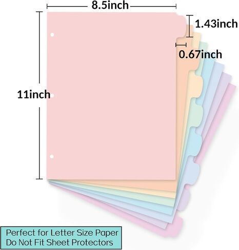 Sooez 8-Tab Durable Plastic Write & Erase Big Tab Dividers for 3 Ring Binder, Aesthetic Cute Pastel Binder Dividers for Student, Teacher, Office, Home Organizers, 1 Set, Pastel in Saudi Arabia