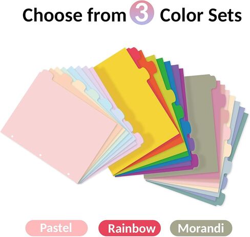 Sooez 8-Tab Durable Plastic Write & Erase Big Tab Dividers for 3 Ring Binder, Aesthetic Cute Pastel Binder Dividers for Student, Teacher, Office, Home Organizers, 1 Set, Pastel in Saudi Arabia