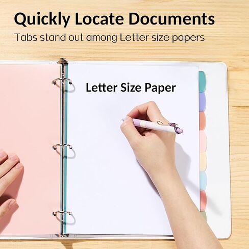Sooez 8-Tab Durable Plastic Write & Erase Big Tab Dividers for 3 Ring Binder, Aesthetic Cute Pastel Binder Dividers for Student, Teacher, Office, Home Organizers, 1 Set, Pastel in Saudi Arabia