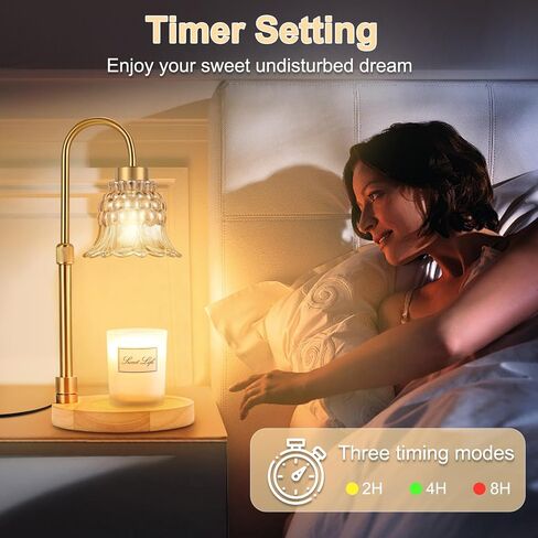 Candle Warmer Lamp with Timer & 3 Bulbs, Dimmable Electric Candle Light Adjustable Height and Brightness Candle Wax Warmer for Jar Candles Bedroom Home Decor House Warming Gift (Frosted Clear) in Saudi Arabia