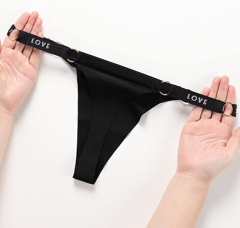 Metal Rings G-String Thongs for Women Low-rise Tangas Love Printed Strap T-back No Show High Cut Cheeky Panties in Kuwait