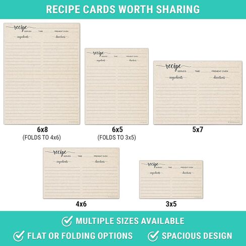 321Done Recipe Cards, Made in USA - 4x6 Tan, Simple Script, Double-Sided Thick Cardstock, Cute Vintage Rustic Kraft Look for Bridal Shower Wedding Housewarming Gift - Pack of 50 in Kuwait