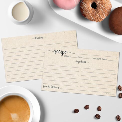 321Done Recipe Cards, Made in USA - 4x6 Tan, Simple Script, Double-Sided Thick Cardstock, Cute Vintage Rustic Kraft Look for Bridal Shower Wedding Housewarming Gift - Pack of 50 in Kuwait