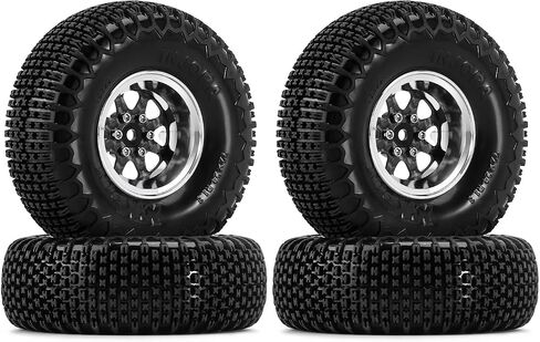 INJORA 8-Spoke ModuWheel 1.3" Beadlock Wheels with XHX Pin Tires for TRX4M SCX24 1/18 1/24 RC Crawler(Silver) in Saudi Arabia