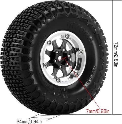 INJORA 8-Spoke ModuWheel 1.3" Beadlock Wheels with XHX Pin Tires for TRX4M SCX24 1/18 1/24 RC Crawler(Silver) in Saudi Arabia