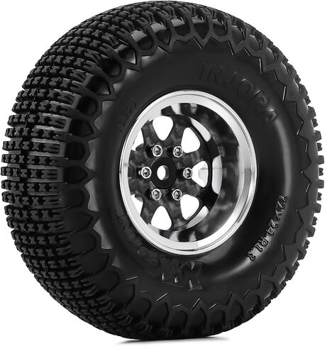 INJORA 8-Spoke ModuWheel 1.3" Beadlock Wheels with XHX Pin Tires for TRX4M SCX24 1/18 1/24 RC Crawler(Silver) in Saudi Arabia