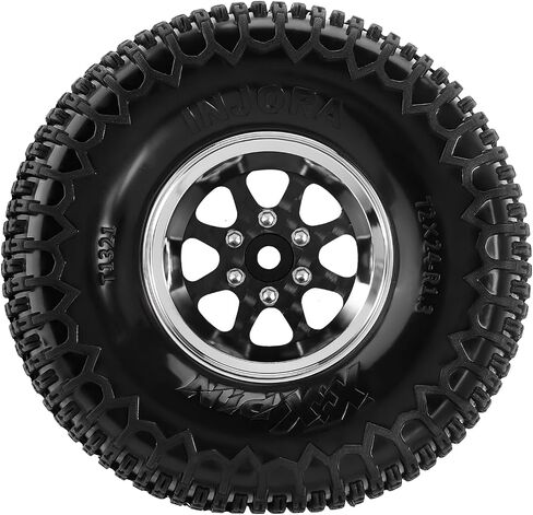INJORA 8-Spoke ModuWheel 1.3" Beadlock Wheels with XHX Pin Tires for TRX4M SCX24 1/18 1/24 RC Crawler(Silver) in Saudi Arabia