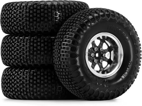 INJORA 8-Spoke ModuWheel 1.3" Beadlock Wheels with XHX Pin Tires for TRX4M SCX24 1/18 1/24 RC Crawler(Silver) in Saudi Arabia