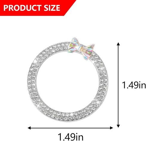 Mandark 2PCS Bling Car Engine Start Button Cover Stickers, Sparkling Rhinstones Ring Emblem, Diamond Shiny Key Ignition Knob Decal, Cute Auto Interior Decoration for Women Girls（Pink） in Kuwait