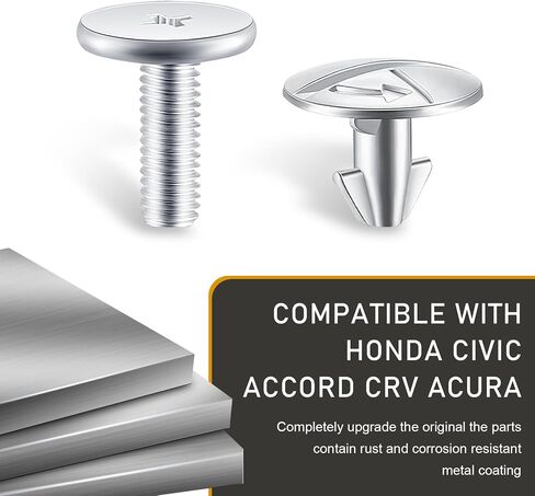 Pack-14 Car Lower Engine Cover Radiator Splash Guard Hardware Screw Bolts and Access Clip, Replacement 90674-TY2-A01 90105TBAA00 90673-TY2-A01, Compatible with Honda Accord Civic CRV (Silver) in Saudi Arabia
