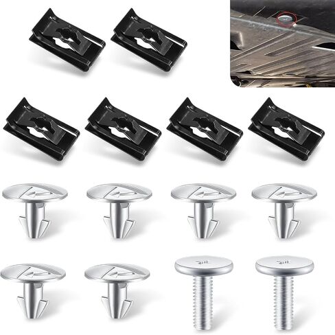 Pack-14 Car Lower Engine Cover Radiator Splash Guard Hardware Screw Bolts and Access Clip, Replacement 90674-TY2-A01 90105TBAA00 90673-TY2-A01, Compatible with Honda Accord Civic CRV (Silver) in Saudi Arabia