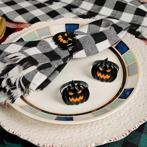 Halloween Napkin Rings Set of 6, Black Hat with Spider Napkin Rings Holders Metal Buckle Serviette for Halloween, Horror Theme Party, Autumn Holiday, Dining Table Decoration in Saudi Arabia