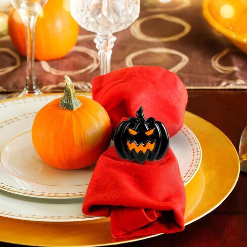 Halloween Napkin Rings Set of 6, Black Hat with Spider Napkin Rings Holders Metal Buckle Serviette for Halloween, Horror Theme Party, Autumn Holiday, Dining Table Decoration in Saudi Arabia