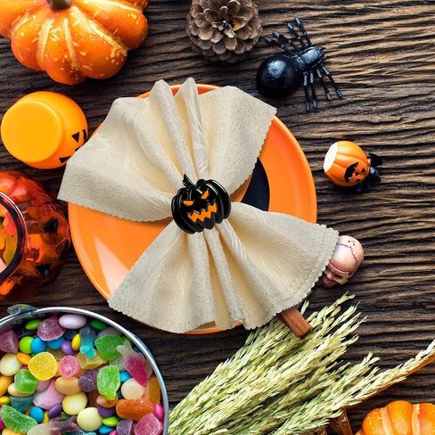 Halloween Napkin Rings Set of 6, Black Hat with Spider Napkin Rings Holders Metal Buckle Serviette for Halloween, Horror Theme Party, Autumn Holiday, Dining Table Decoration in Saudi Arabia