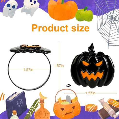 Halloween Napkin Rings Set of 6, Black Hat with Spider Napkin Rings Holders Metal Buckle Serviette for Halloween, Horror Theme Party, Autumn Holiday, Dining Table Decoration in Saudi Arabia
