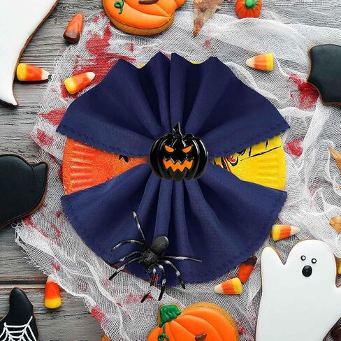 Halloween Napkin Rings Set of 6, Black Hat with Spider Napkin Rings Holders Metal Buckle Serviette for Halloween, Horror Theme Party, Autumn Holiday, Dining Table Decoration in Saudi Arabia